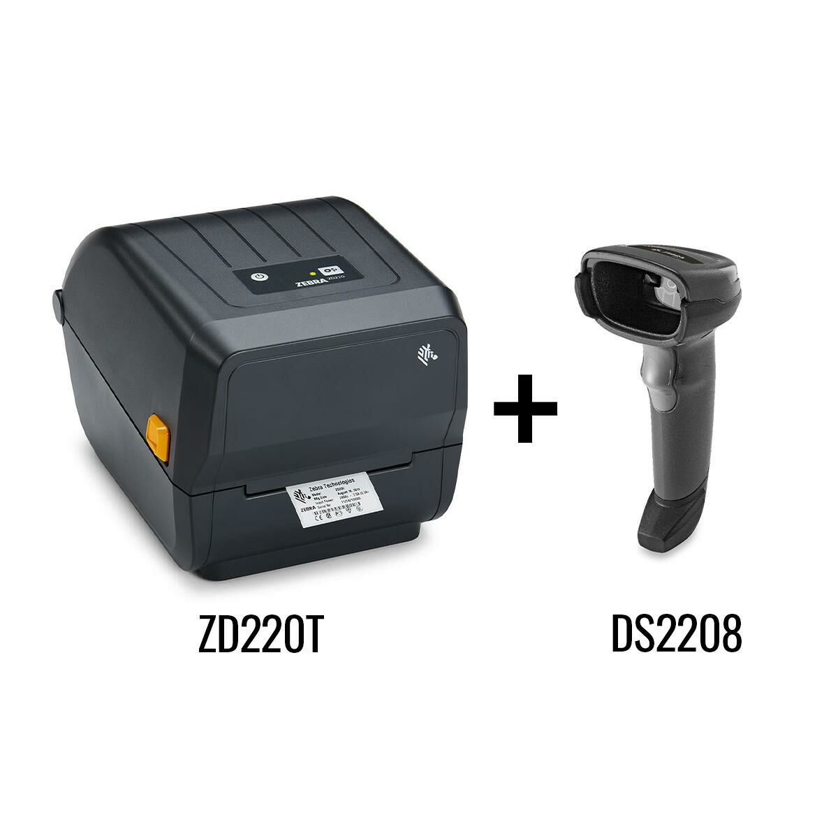 Zebra ZD220T Termal Transfer Barkod Yazıcı + DS2208 Barkod Okuyucu Bundle